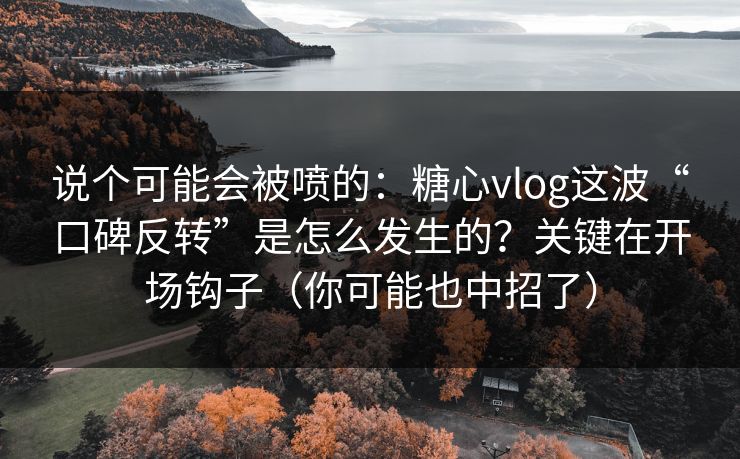 说个可能会被喷的：糖心vlog这波“口碑反转”是怎么发生的？关键在开场钩子（你可能也中招了）  第1张