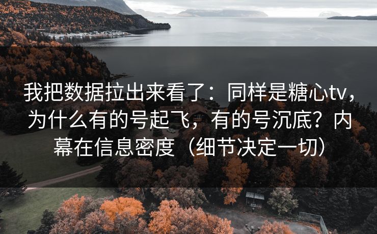 我把数据拉出来看了：同样是糖心tv，为什么有的号起飞，有的号沉底？内幕在信息密度（细节决定一切）