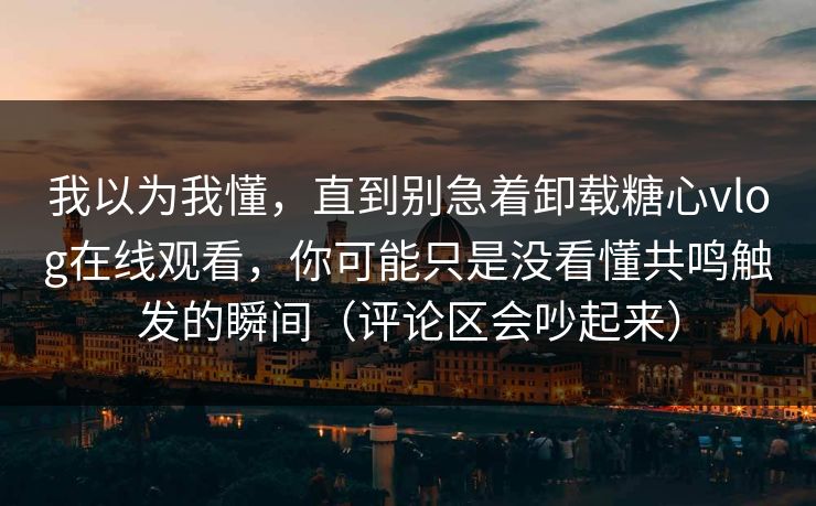 我以为我懂，直到别急着卸载糖心vlog在线观看，你可能只是没看懂共鸣触发的瞬间（评论区会吵起来）  第1张