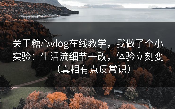 关于糖心vlog在线教学，我做了个小实验：生活流细节一改，体验立刻变（真相有点反常识）  第1张