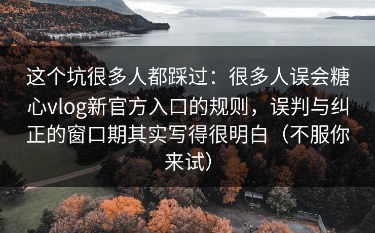 这个坑很多人都踩过：很多人误会糖心vlog新官方入口的规则，误判与纠正的窗口期其实写得很明白（不服你来试）  第1张