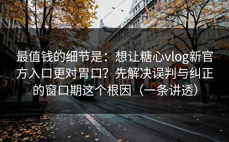 最值钱的细节是：想让糖心vlog新官方入口更对胃口？先解决误判与纠正的窗口期这个根因（一条讲透）
