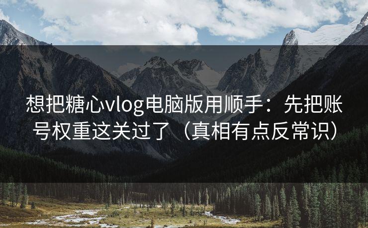 想把糖心vlog电脑版用顺手：先把账号权重这关过了（真相有点反常识）