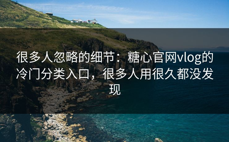 很多人忽略的细节：糖心官网vlog的冷门分类入口，很多人用很久都没发现